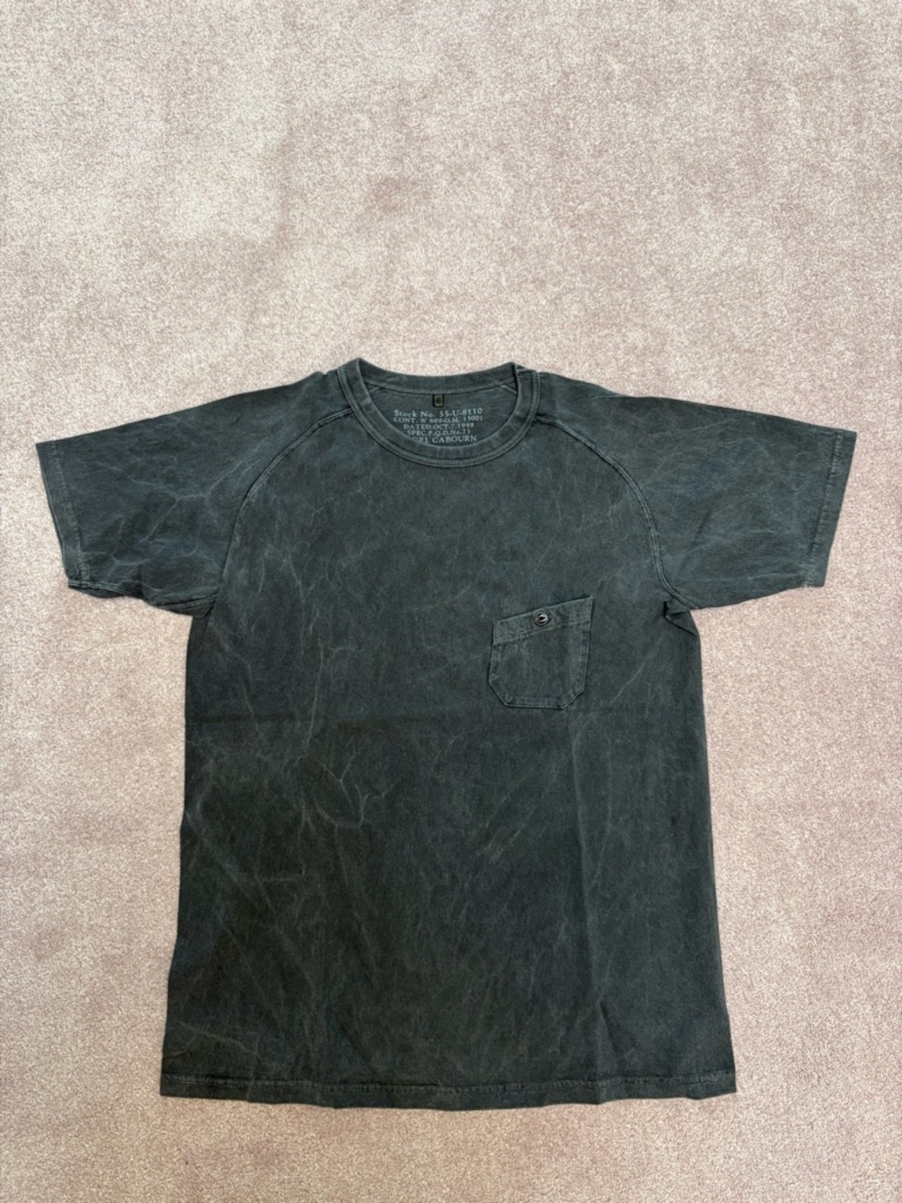 Nigel Cabourn Men's old effect Crewneck Pocket T-Shirt